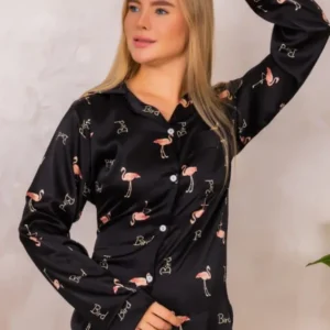Flamingo Pattern Long Sleeve Pajama Set