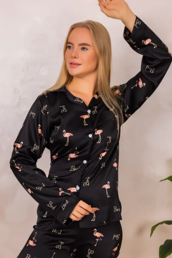 Flamingo Pattern Long Sleeve Pajama Set