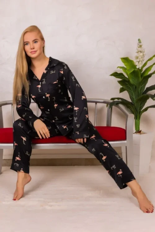 Flamingo Pattern Long Sleeve Pajama Set