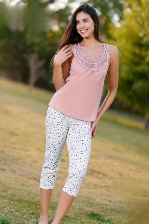 Polka Dot Capri Set for Women - Image 3