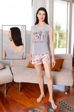 Floral Lace Sleeveless Pajama Set