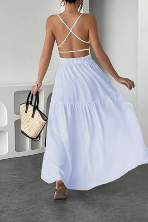 Elegant Sleeveless Yellow Halter Dress - Image 5