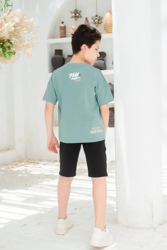 Graphic Tee and Black Shorts Set