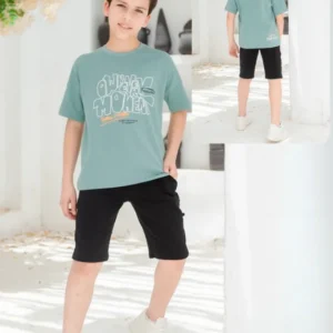Graphic Tee and Black Shorts Set
