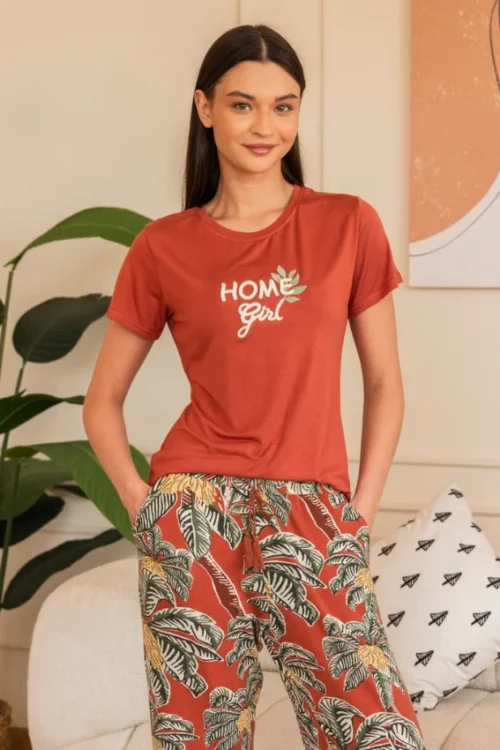 Tropical Pattern Short Sleeve Pants Set - Image 2