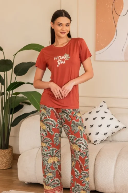 Tropical Pattern Short Sleeve Pants Set - Image 3