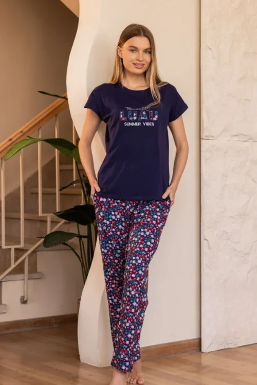 Floral Print Short Sleeve Pajama Set