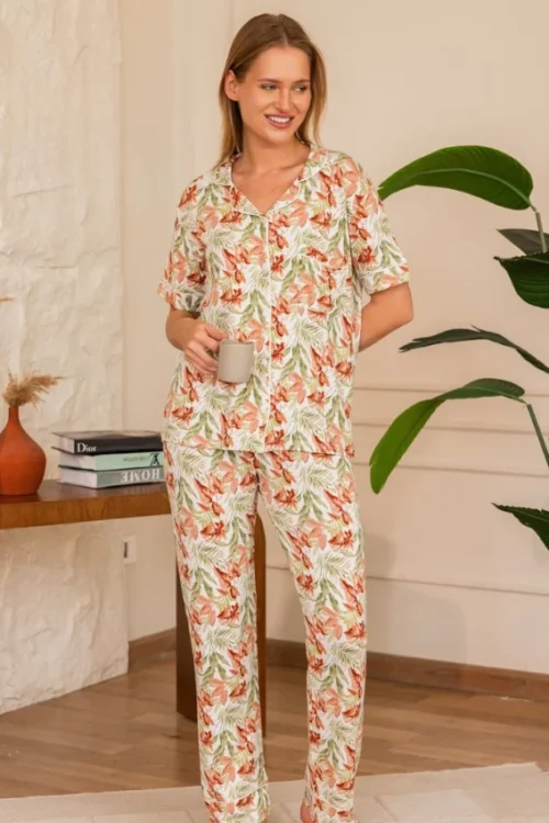 Floral Short Sleeve Pajama Set