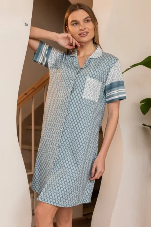 Geometric Short Sleeve Nightshirt - Image 2