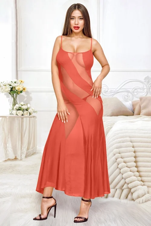 Elegant Sheer Panel Maxi Dress - Image 5