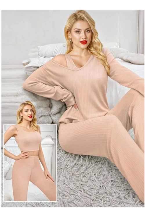 Burgundy Ribbed Long Sleeve Set - Image 2