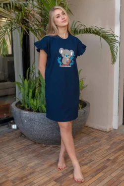 Koala Print Ruffle Sleeve Dress