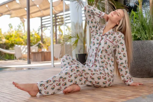 Cartoon Pattern Long Sleeve Pajama Set - Image 2