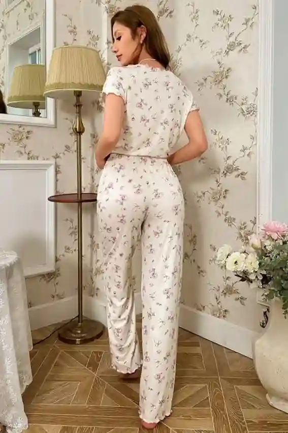 Floral Short Sleeve Pajama Set
