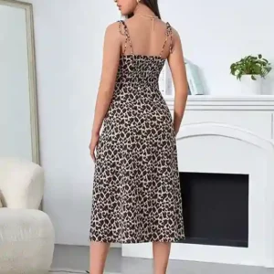 Stylish Leopard Print Midi Dress