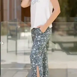 Floral Pants and Short Sleeve Top