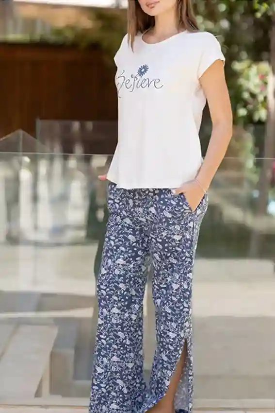 Floral Pants and Short Sleeve Top