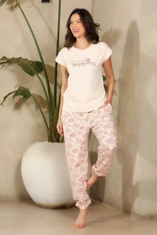 Floral Print Short Sleeve Pajama Set