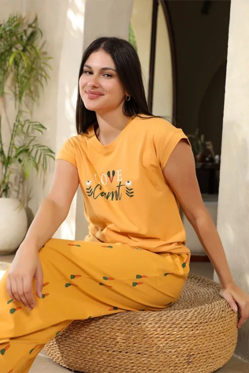 Carrot Print Short Sleeve Pajama Set - Image 2