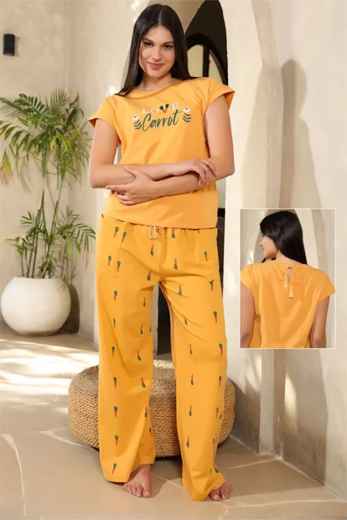 Carrot Print Short Sleeve Pajama Set