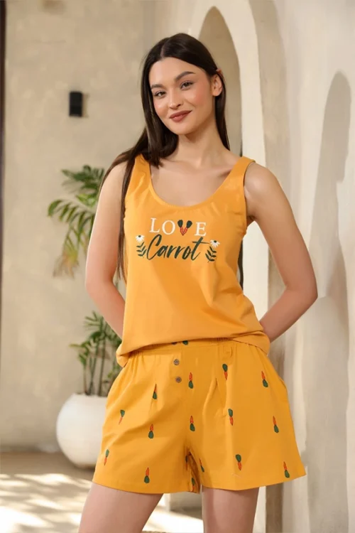 Cute Carrot Pattern Shorts Set