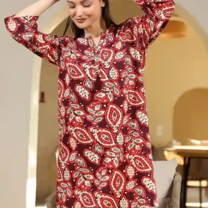 Leaf Print Long Sleeve Dress
