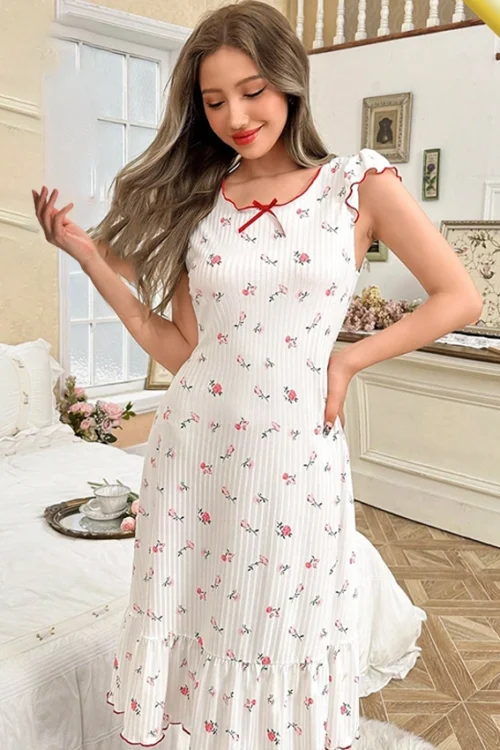 Elegant Floral Cap Sleeve Dress - Image 2