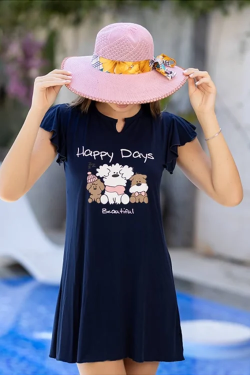 Cute Cartoon Ruffle Sleeve Dress - Image 3
