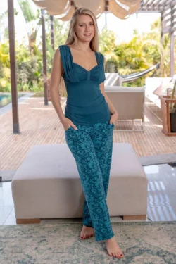 Elegant Floral Sleeveless Top & Pants