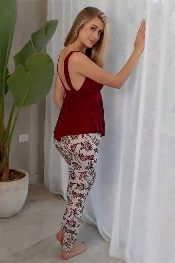 Floral Pattern Sleeveless Top and Pants