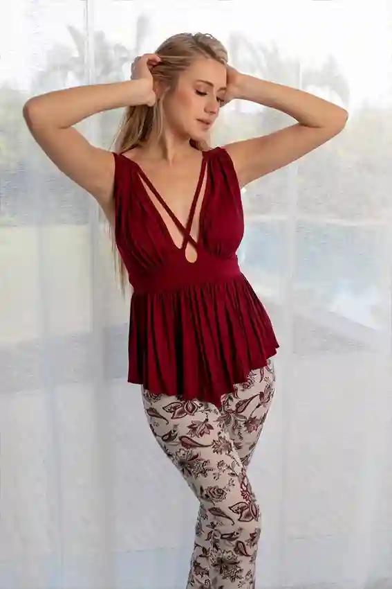 Floral Pattern Sleeveless Top and Pants