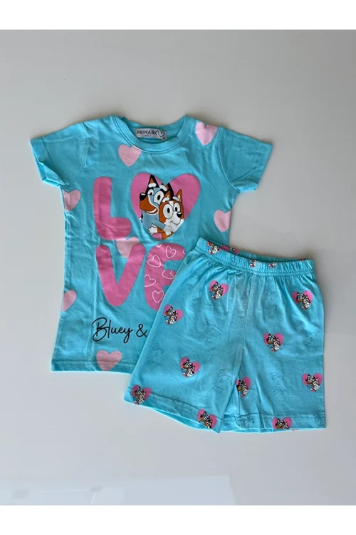 Cute Heart Pattern Shorts Set