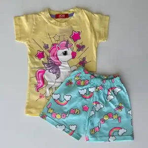 Unicorn Print T-Shirt and Shorts Set