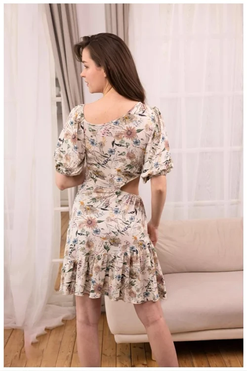 Floral Puff Sleeve Dress - Image 2