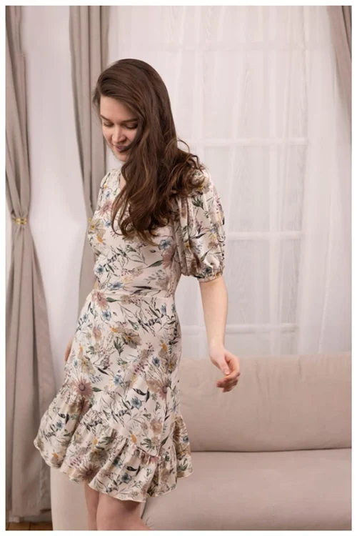 Floral Puff Sleeve Dress - Image 3