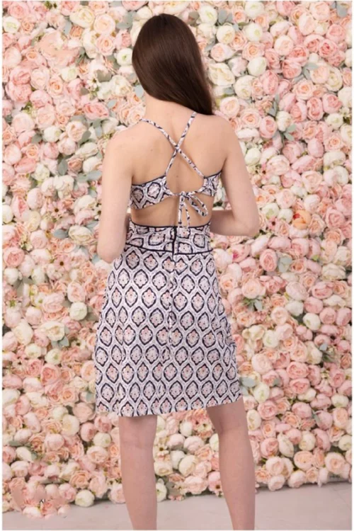 Elegant Patterned Sleeveless Halter Dress - Image 4