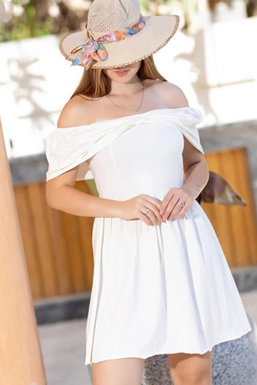 Off-Shoulder White Summer Dress - Image 2