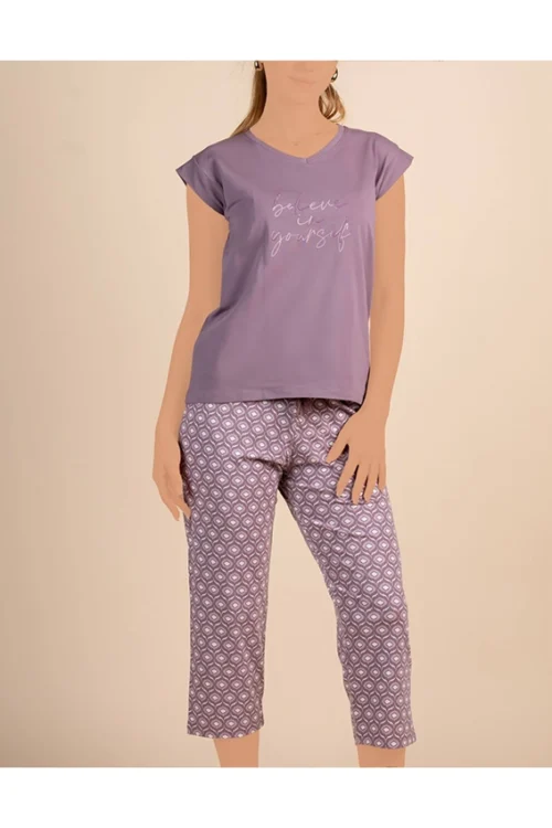 Printed Cap Sleeve Pajama Set