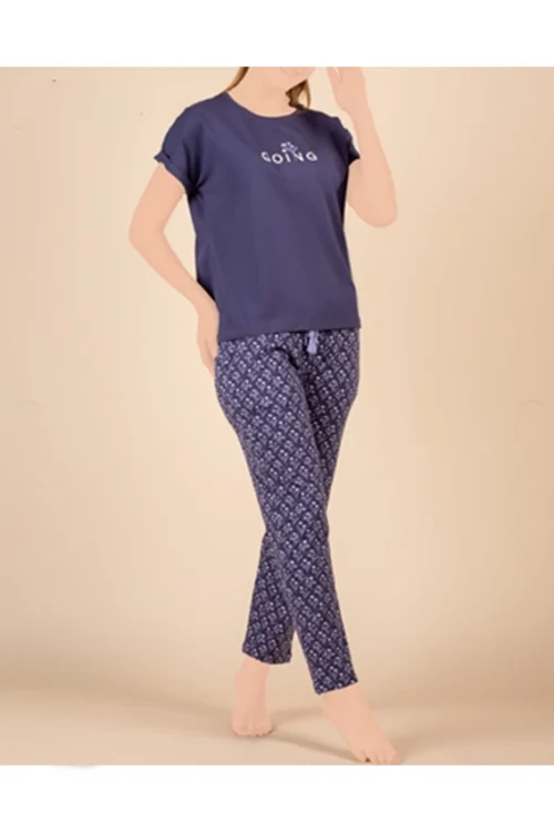 Stylish Short Sleeve Printed Pants Set - Image 2