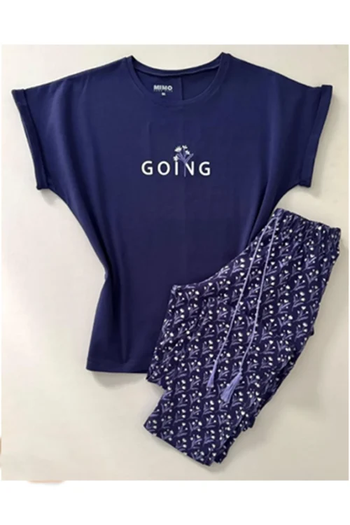 Stylish Short Sleeve Printed Pants Set - Image 3
