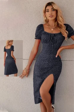 Elegant Polka Dot Midi Dress