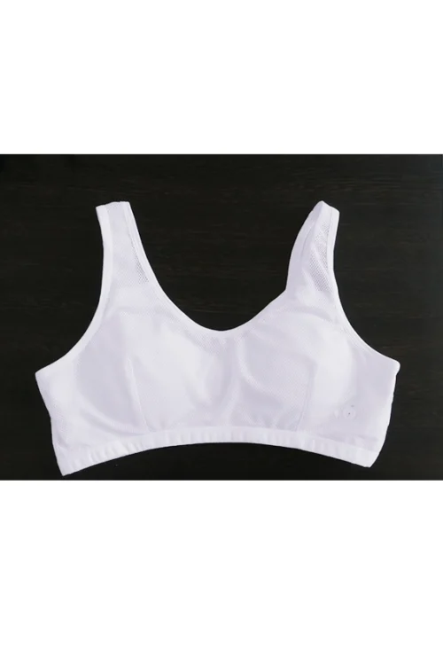 Stylish White Sleeveless Sports Bra - Image 2