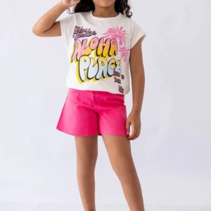 Graphic Tee and Pink Shorts Set