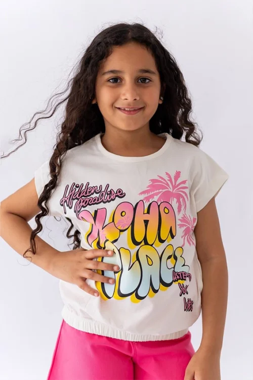 Graphic Tee and Pink Shorts Set - Image 3