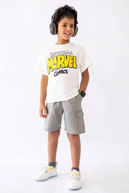 Marvel Comics Tee and Grey Shorts Set