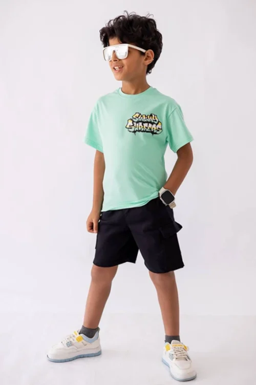 Graphic Tee and Casual Shorts Set