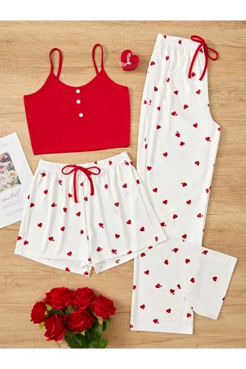Heart Pattern Pajama Set