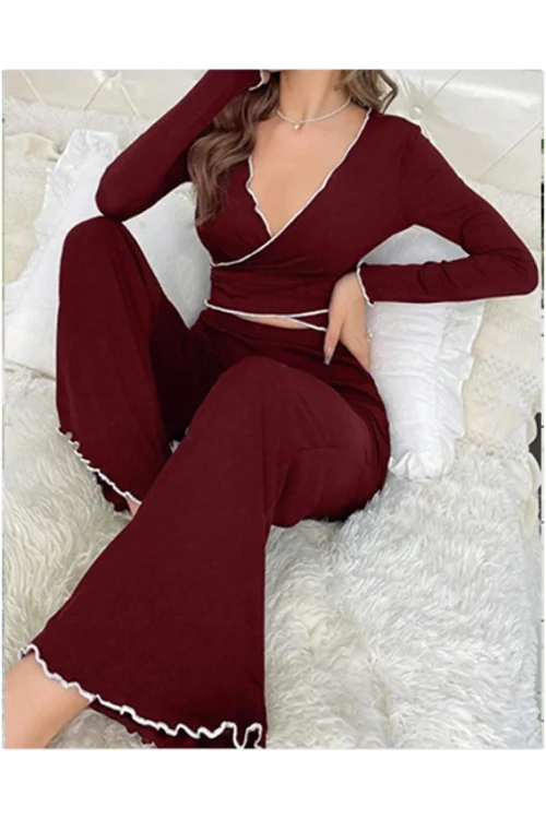 Elegant Long Sleeve Wrap Set - Image 3