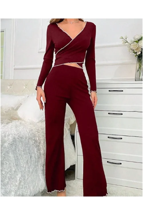 Elegant Long Sleeve Wrap Set