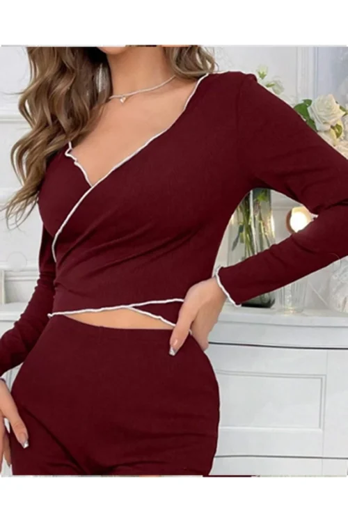 Elegant Long Sleeve Wrap Set - Image 2